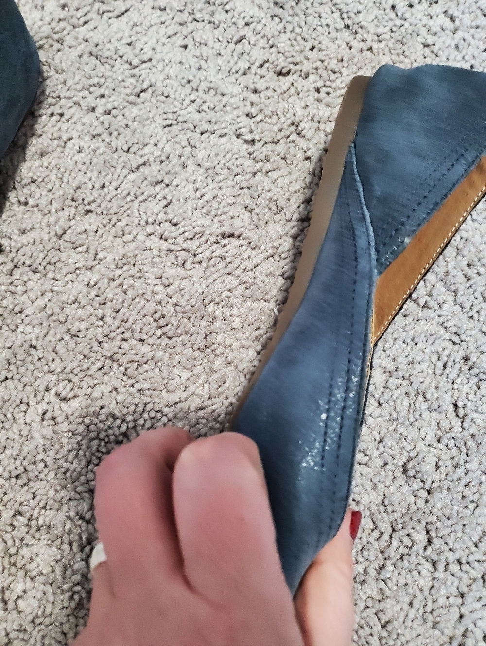 Lucky Brand Blue Alba Leather Flats Size 7.5 - Picture 8 of 9